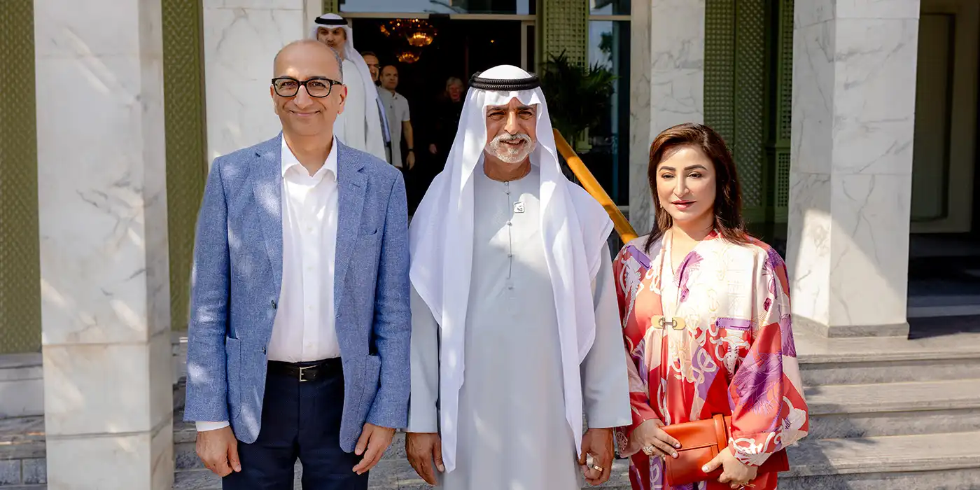 سيما ونيليش فيد مع معالي الشيخ نهيان مبارك آل نهيان، وزير التسامح والتعايش، الإمارات العربية المتحدة
