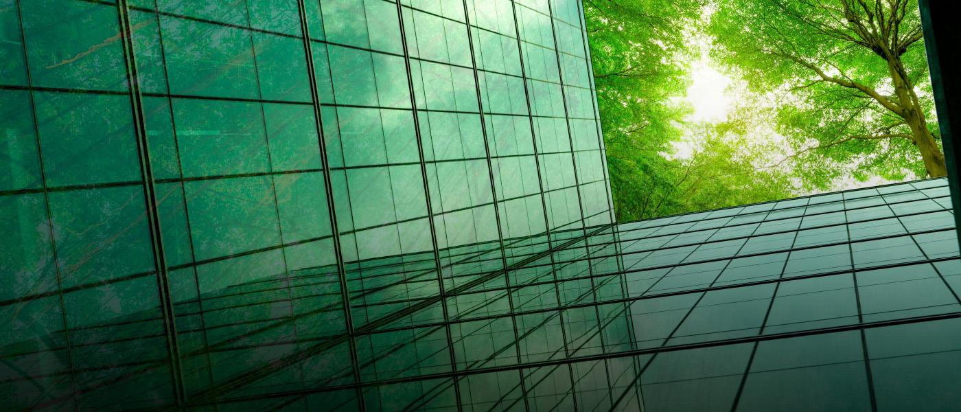 Glass Building with Trees