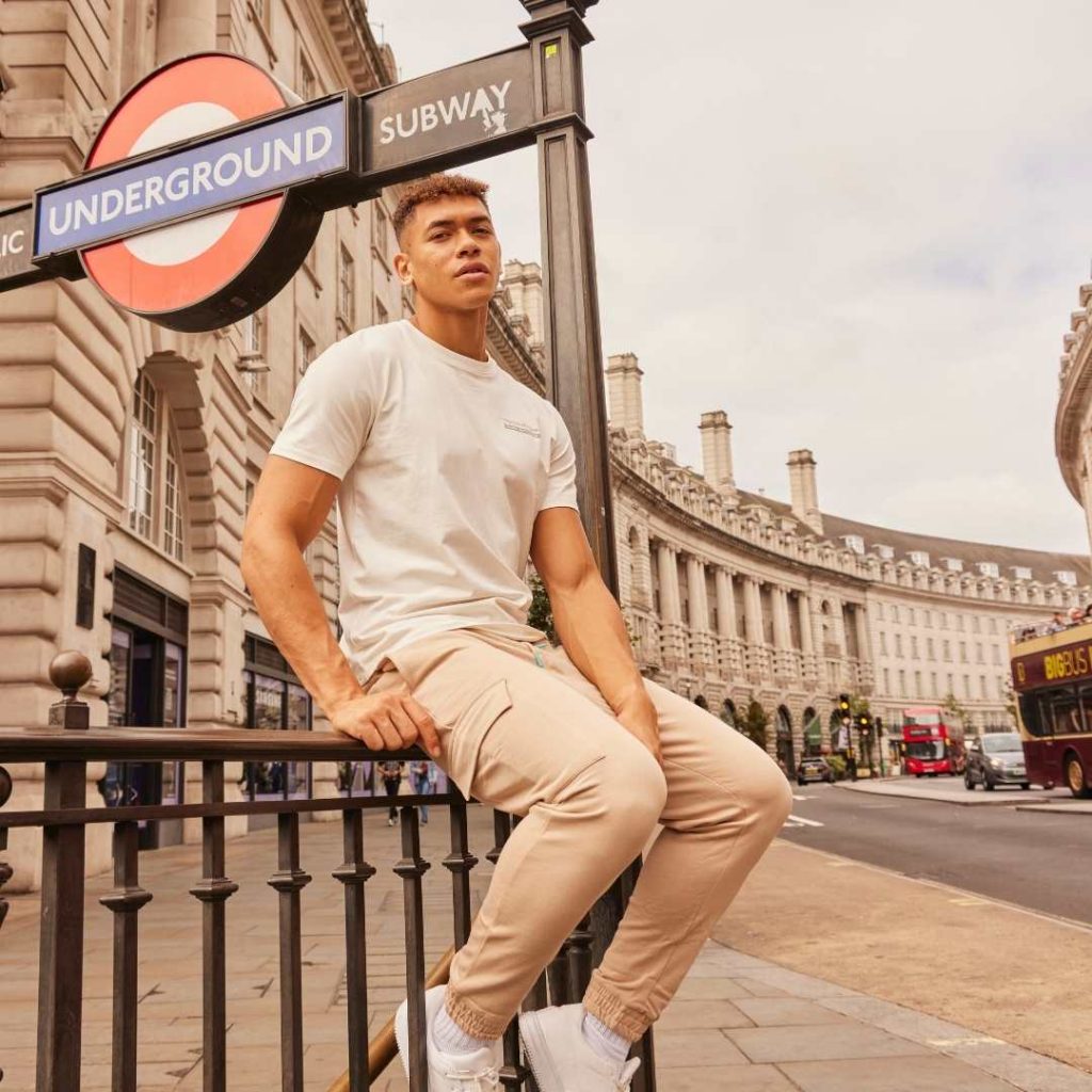 a Man Sitting Next to a Subway Entrance and Modelling F5 Global