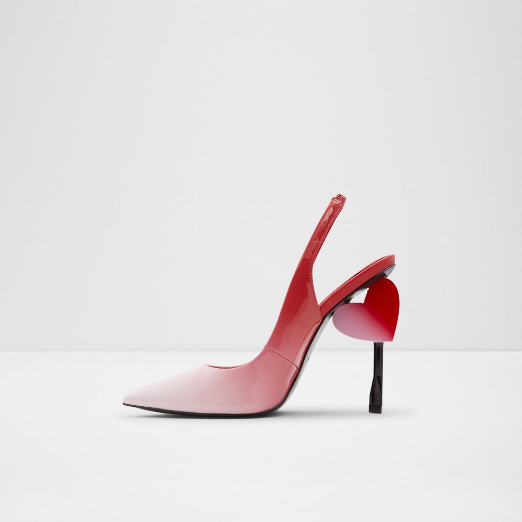 a Faded Red High Heel with a Heart on the Heel from 6thstreetcom
