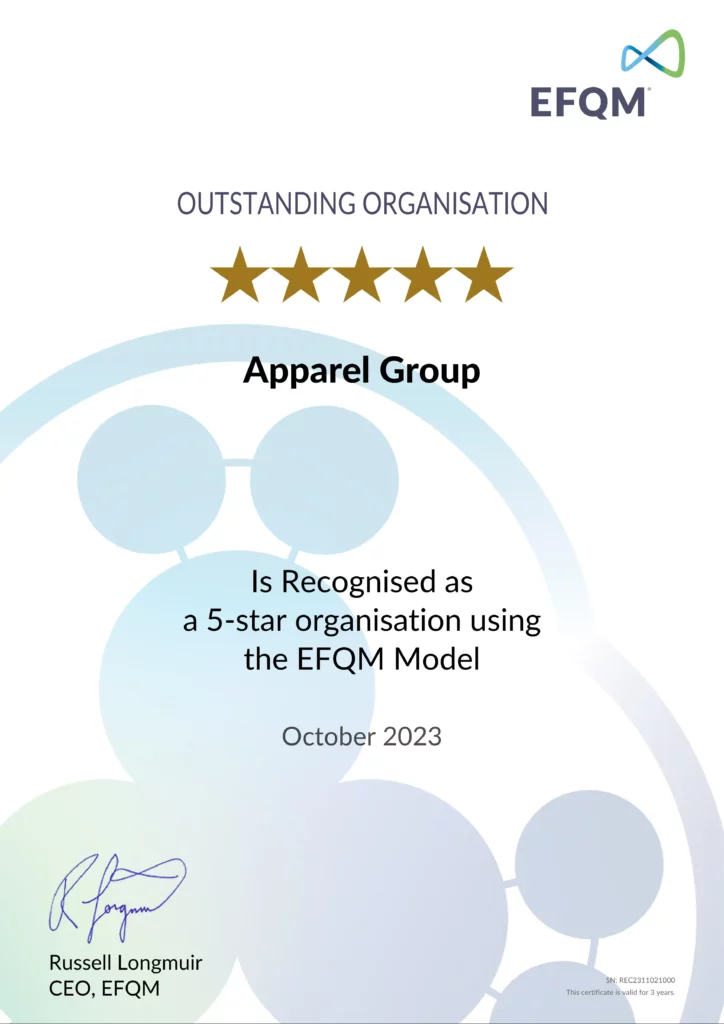 Apparel Group Awarded EFQM 5-Star Recognition for Outstanding Business Excellence
