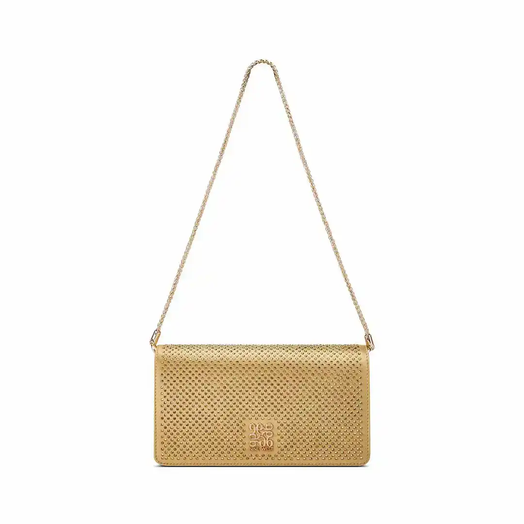 Golden Shoulder Bag with Stone Details by Nine West