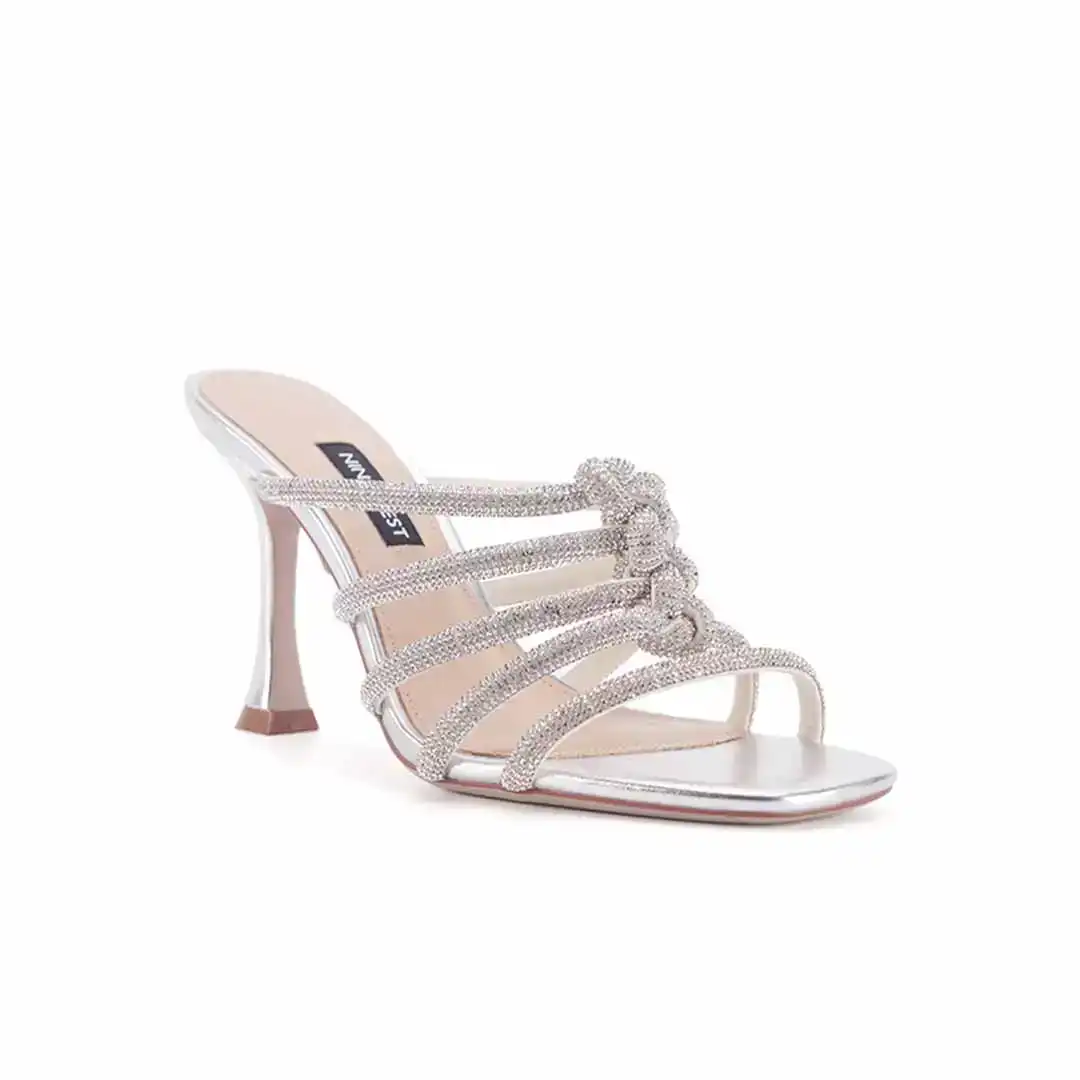 Silver Heels with multiple Embellished Straps by Nine West